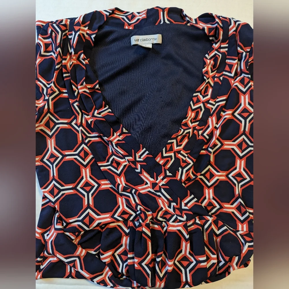 Ladies Liz Claiborne V Neck Short Sleeve Dress Size Medium
